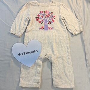 Old Navy Gray Jumpsuit/Romper with Pink and Purple Tree Design